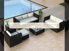 Εξωτερικό 4pcs Κήπος έπιπλα σετ Πατώμα Κήπος Sofa Rattan Woven Corner Sofa με τραπέζι και καρέκλα